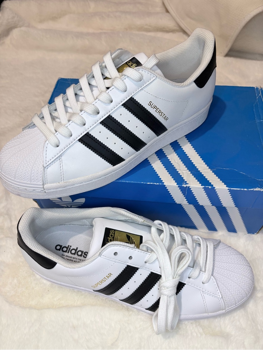 adidas White Athletic Sneakers with Black Logo